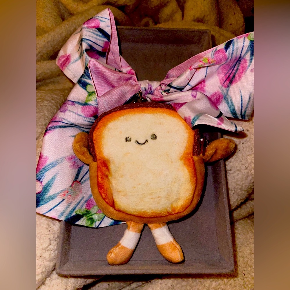 Mr. Toasty Coin Purse with Pink Tulips Twilly. New.